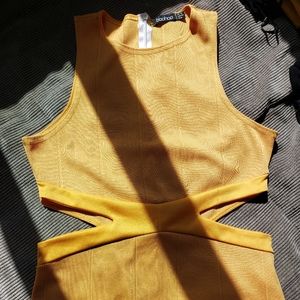 Yellow Bodysuit with Side Cutout Detail